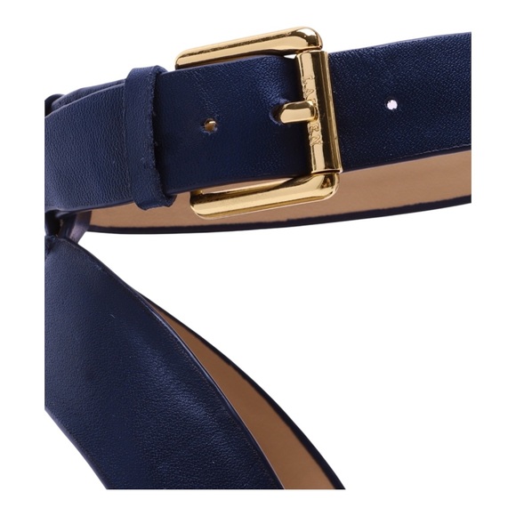 LAUREN RALPH LAUREN | Hilarie Navy Leather Wedge Espadrilles - Picture 5 of 5